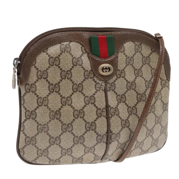 GUCCI GG Supreme Web Sherry Line Shoulder Bag PVC Beige Gold - Picture 1 of 16